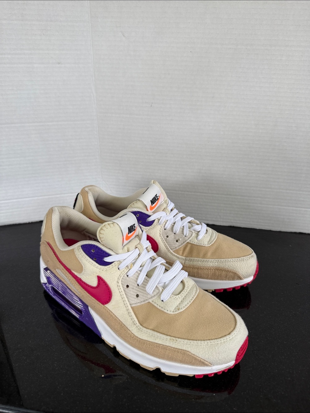 Nike Air Max 90 SE Air Sprung Sneakers Size 9.5 'Sesame/Rush Pink Coconut Milk